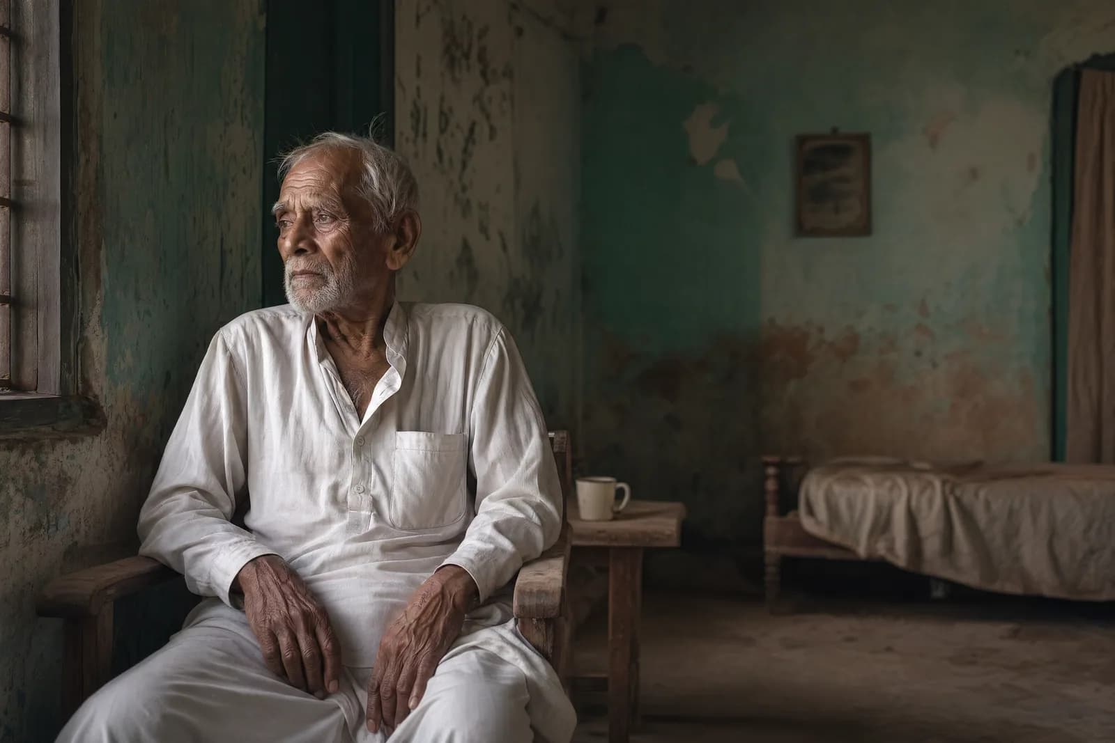 An elderly person receiving care and support