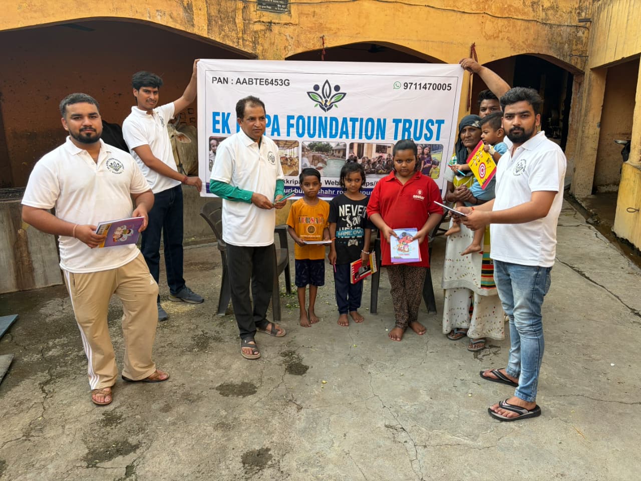 Volunteers and community members during a real EK Kripa Foundation activity
