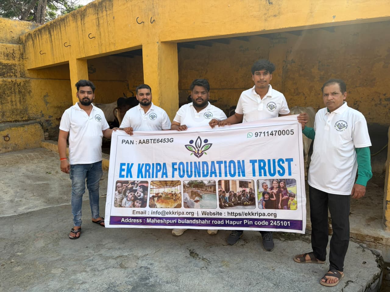 A volunteer activity with people gathered for community support